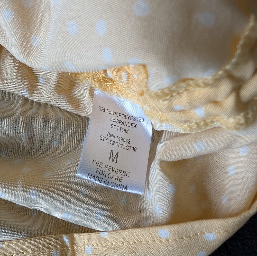Yellow Polka Dot Cowl Neck Mini Dress Feminine Spring Date Look Sz M image 9